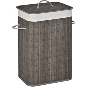 Collapsible Clothes Hamper with Lid Handles Removable Lining, Grey - Grey - Homcom