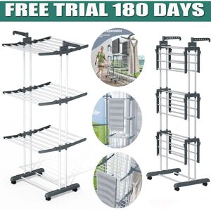 DAYPLUS Household Extra Large 4 Tier Clothes Airer Indoor Outdoor Laundry Dryer Rack