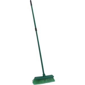 JVL - Outdoor Hard Bristle Broom with Telescopic Handle, Green