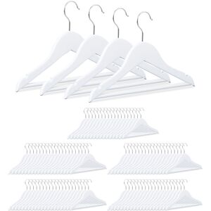Set of 100 Relaxdays Kid's Clothes Hangers, Wooden Coat Hangers, Anti-Slip, White, HxWxD: 18 x 30.5 x 0.5, White