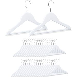 Set of 40 Relaxdays Kid’s Clothes Hangers, Wooden Coat Hangers, Anti-Slip, White, HxWxD: 18 x 30.5 x 0.5, White