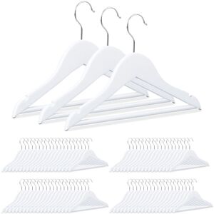 Set of 80 Relaxdays Kid’s Clothes Hangers, Wooden Coat Hangers, Anti-Slip, White, HxWxD: 18 x 30.5 x 0.5, White