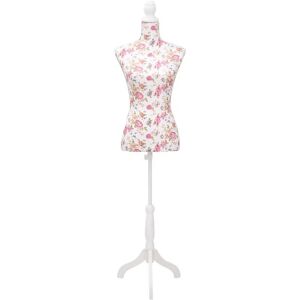 BERKFIELD HOME Ladies Bust Display Mannequin Cotton White With Rose