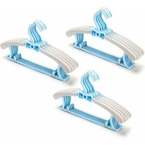 Pack of 15 Hangers Baby Child Clothes Plastic Storage Hangers for Length 28cm in White and Blue - Langray