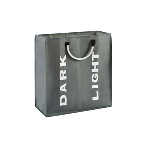 Laundry Basket, Foldable Laundry Bag 2 Compartments 60L Storage Bag with Handle for Bedroom Hotel Dormitory 53x23×53cm, Dark Gray - Rhafayre