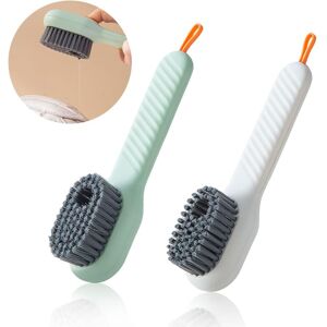 NORCKS 2 Pcs Multifunctional Liquid Shoe Cleaning Brush with Soap Dispenser Soft Bristle Cleaning Brushes for Household White+Green - White+Green