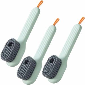 3 Pcs Multifunctional Liquid Shoe Cleaning Brush with Soap Dispenser Soft Bristle Cleaning Brushes for Household Green - Green - Norcks