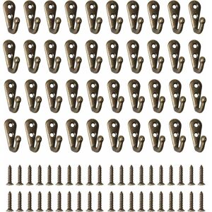 NORCKS 40Pcs Wall Mounted Hooks Retro Single Coat Hook Mini Robe Hooks Single Hook Back of Door with Screws, Shower Metal Cloth Hanger Hook Small Vintage