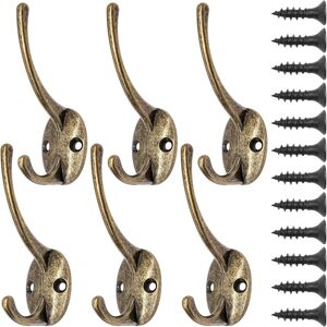 6 Pcs Coat Hooks Robe Hooks Retro Metal Wall Mounted Hooks with Screws Clothes Hooks for Kitchen Bathroom Bedroom - vintage - Norcks