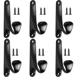 NORCKS 6PCS Wall Mounted Coat Hooks, Metal Robe Hooks, Single Hooks for Hanging, Bags Hat Towel Hooks, Vintage Coat Hooks, Hanging Clothes Hooks with Screws