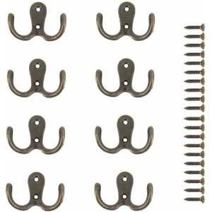 NORCKS 8 Coat Hooks Key Hooks Double Clothes Hooks Retro Metal Hooks Bronze Hooks Claw Hooks for Bathroom Bedroom Kitchen Door Wall Hanger with Screws