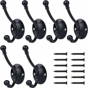 NORCKS Antique Hooks 6 Pcs Clothes Hooks Vintage Antique Hat Wall Mounted Hook for Kitchen Bathroom Bedroom Retro Style Design Vintage, Mounting Screws