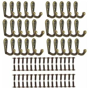 NORCKS Coat Hooks,30 Pieces Small Vintage Bronze Hooks Wall Single Mounted Hook Hangers with 60 Pieces Screws,Perfect Use in Bedroom Bathroom Kitchen