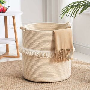 Cotton Rope Laundry Basket Foldable Dirty Clothes Storage Basket Bag Brown - Brown - Norcks