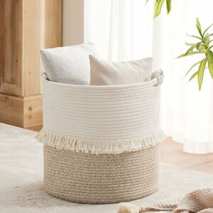 Cotton Rope Laundry Basket Foldable Dirty Clothes Storage Basket Bag White - White - Norcks