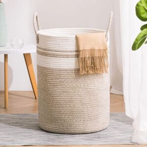 Foldable Cotton Laundry Basket Large Capacity Dirty Laundry Bag with Handle Light Brown Storage Basket - Light Brown - Norcks