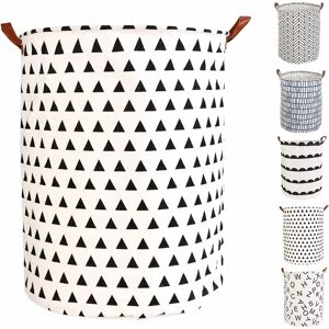 Freestanding Laundry Basket with Lid, Collapsible Large Drawstring Clothes Hamper Storage with Handle - White - Norcks