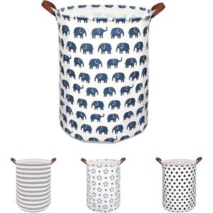 Large Capacity Laundry Basket Foldable Laundry Bag Storage Basket with Handle Blue Elephant - Blue Elephant - Norcks