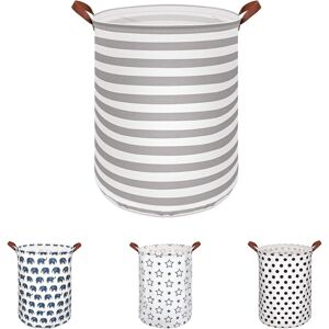 Large Capacity Laundry Basket Foldable Laundry Bag Storage Basket with Handle Gray Stripe - Gray Stripes - Norcks