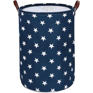 Laundry Basket with Lid Large Capacity Laundry Bag Foldable Cord Storage Basket Blue Stars - Blue Stars - Norcks