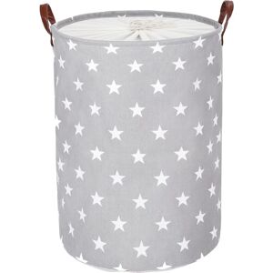 Laundry Basket with Lid Large Capacity Laundry Bag Foldable Cord Storage Basket Gray Stars - Gray Stars - Norcks