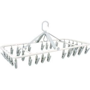 Plastic Sock Drying Rack with 20 Clips Windproof Hanging Drying Rack White - White - Norcks