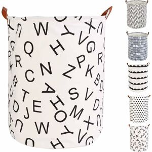 Waterproof Coating Ramie Cotton Fabric Folding Laundry Hamper Bucket Cylindric Burlap Canvas Storage Basket - White - Norcks