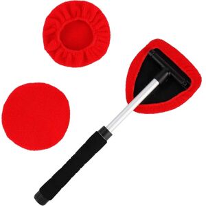 Norcks - Windshield Cleaner Tool Microfiber Car Window Cleaner with Extendable Long Handle Red - Red