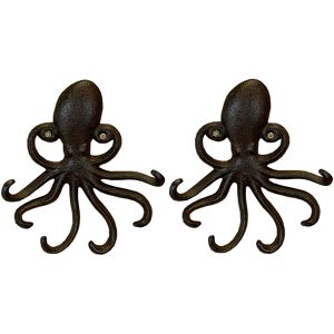 Selections - Octopus Wall Hook Rack in Cast Iron (Set of 2)