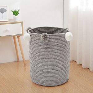 Livingandhome - Laundry Basket Washing Clothes Storage Bag with Edge Hairball Decoration, Grey
