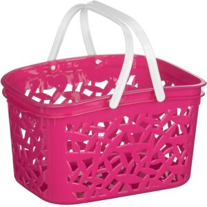 Premier Housewares Hot Pink Plastic Storage Basket/ 2.4 Ltr/ Made Using Polypropylene/ Crisp White Handle/ Laundry Basket/ Hamper Box/ Washing Baskets 16 x 13 x 22