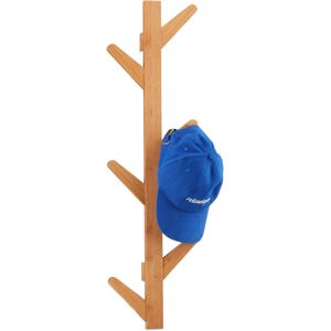 Bamboo Coat Rack, 6 Hooks, Hanging Hook Bar for Bathroom and Hallway, HxWxD: 78 x 22 x 7 cm, Natural - Relaxdays