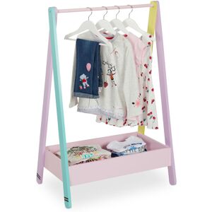 Children's Clothes Rail, Rack for Bedroom or Nursery, with Shelf, HxWxD: 99x64.5x42 cm, Pastel - Relaxdays