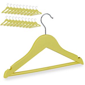 Children's Coat Hangers Set of 20, 360° Swivel Hooks, Notches, Baby Hangers, Boys & Girls, Wooden, Yellow - Relaxdays