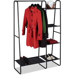 Coat Rack, 5 Shelves, Clothes Rail, Open Wardrobe for Hallway or Bedroom, HxWxD 150x100x40 cm, Black - Relaxdays