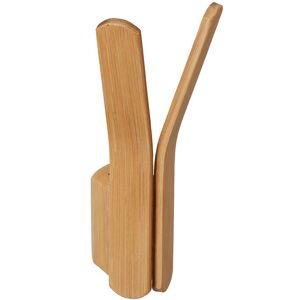 Wall Hooks Bamboo, Wall-Mounting, Stable Coat Hangers, Clothes and Towels Rack, hwd: 15 x 6.5 x 6 cm, Natural - Relaxdays