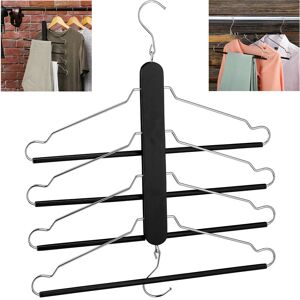 Relaxdays - Multi Clothes Hanger, Holder with 4 Flexible Coat Hangers, Organiser, Metal Hooks, Iron, Lotus Wood, Black