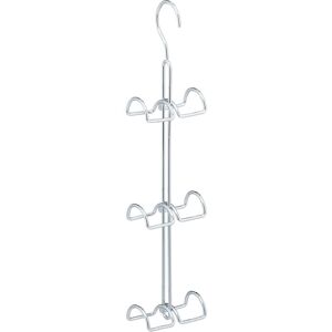 Handbag Storage Rack with 6 Hooks, Space Saving Purse Hanger, Metal Bag Organiser, 39.5 x 8.5 x 4.5 cm, Silver - Relaxdays