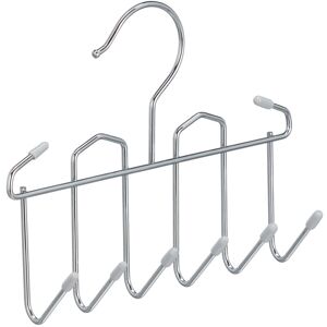 Belt Holder, Metal, 8 Hooks for Accessories, Space-saving Belt Hanger, Tie Holder, for Wardrobe, Silver - Relaxdays