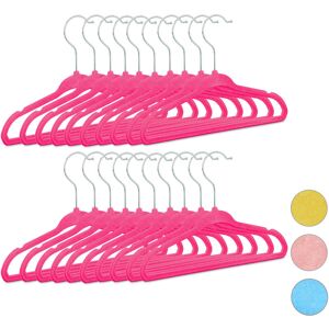 Kids Coat Hangers Set of 20, Plastic Children's Velvet Clothes Hangers, HxWxD: 18 x 28 x 0.5 cm, Pink - Relaxdays