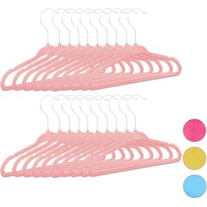 Kids Coat Hangers Set of 20, Plastic Children's Velvet Clothes Hangers, HxWxD: 18 x 28 x 0.5 cm, Pink - Relaxdays