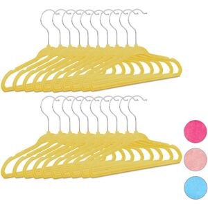 Relaxdays Kids Coat Hangers Set of 20, Plastic Children’s Velvet Clothes Hangers, HxWxD: 18 x 28 x 0.5 cm, Yellow