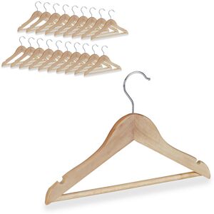 Kids' Hangers Set of 20, Pants Rail, Shirt, 360 Swivel Hooks, Girls, Boys, Wooden, Natural - Relaxdays