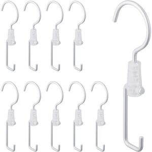 Laundry Hooks, 10x Set, Clothes Hanger, Swivel, Foldable, Metal, Hang-up, Space-Saving, Wardrobe, Silver - Relaxdays