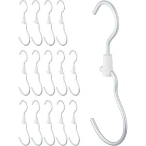 Laundry Hooks, 15x Set, Clothes Hanger, Swivel, Singular, Metal, Hang, S-Shape, Space-Saving, Wardrobe, Silver - Relaxdays