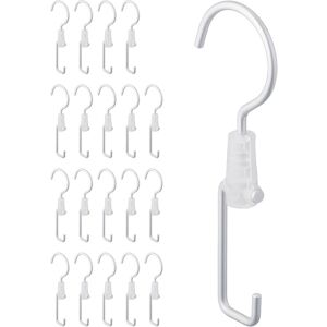 Laundry Hooks, 20x Set, Clothes Hanger, Swivel, Foldable, Metal, Hang-up, Space-Saving, Wardrobe, Silver - Relaxdays