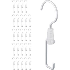Laundry Hooks, 25x Set, Clothes Hanger, Swivel, Foldable, Metal, Hang-up, Space-Saving, Wardrobe, Silver - Relaxdays