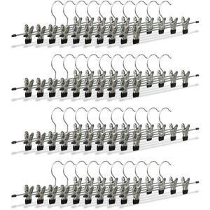 Set of 40 Relaxdays Metal Clothes Hangers, Adjustable Trouser Clamps, HxWxD: 9x35.5x2.5 cm, Silver/Black