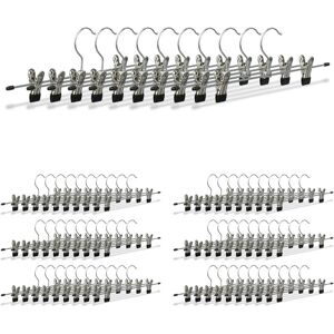 Set of 70 Relaxdays Metal Clothes Hangers, Adjustable Trouser Clamps, HxWxD: 9x35.5x2.5 cm, Silver/Black