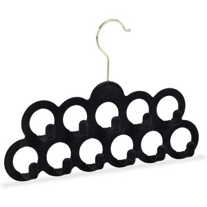 Scarf Hanger, 360° Swivel Hook, Nonslip Holder, 11 Rings & Hooks, Velvet Tie & Belt Organizer, Black - Relaxdays